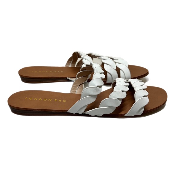 London Rag 1385 Women's White Braided 3 Strap Flat Sandals Size 7 - Picture 4 of 4
